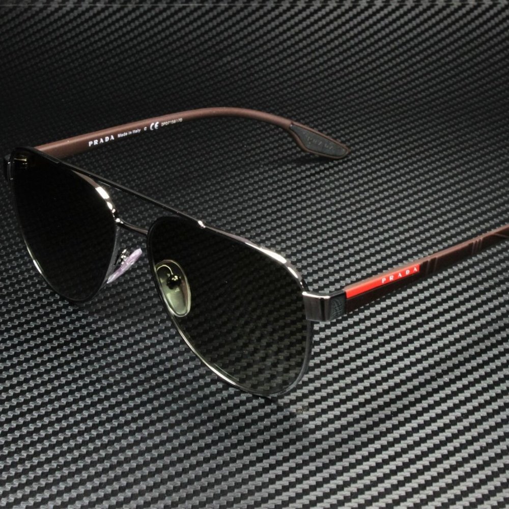 Prada Linea Gunmetal Green Men's Sunglasses